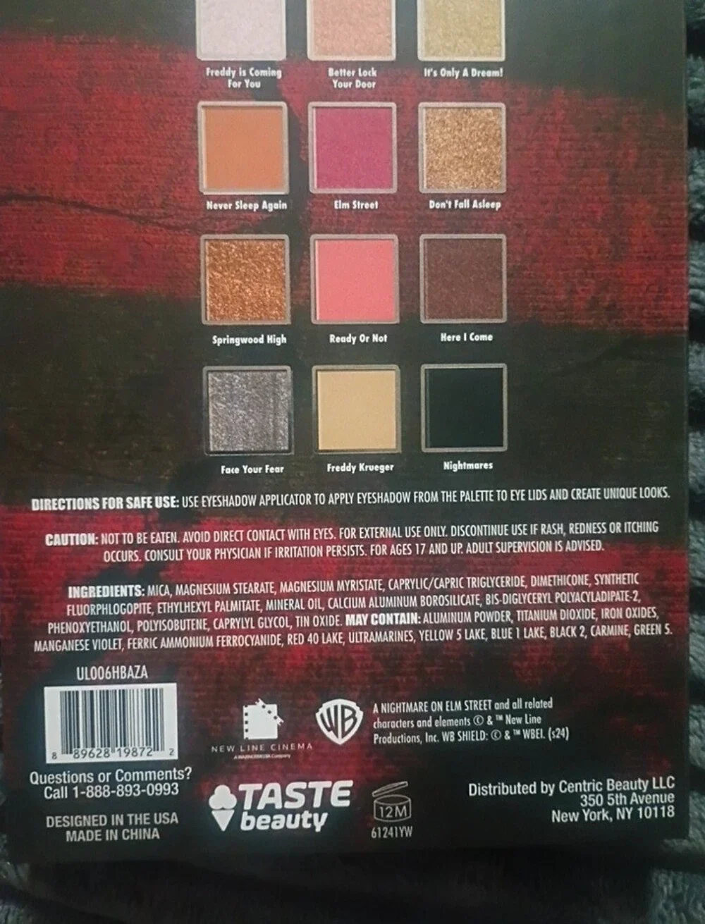 NEW A Nightmare On Elm Street Eyeshadow Palette